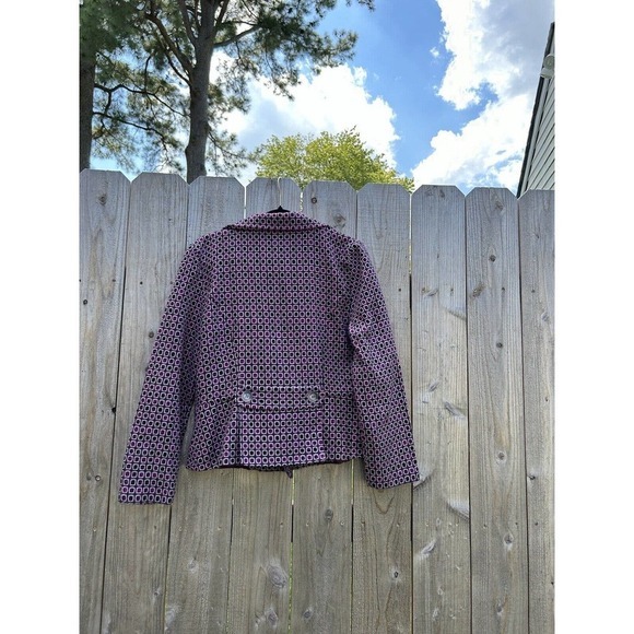 Miss Dorby Vtg Women's Blazer Suit‎ Jacket Purple Geometric Size 12 - Picture 7 of 10